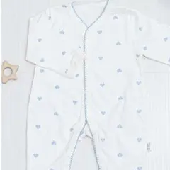 水色　ハート模様　ロンパース 60サイズ