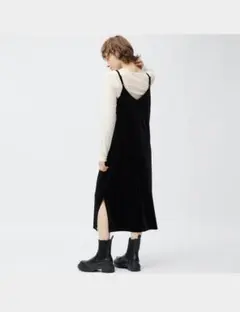 ベロア　キャミソールワンピース　GU M ブラック