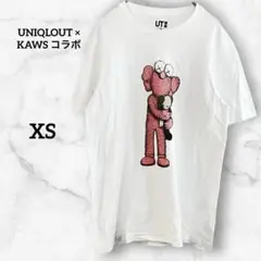 ユニクロ カウズ UT Tシャツ XS 白 ピンク BFF KAWS メンズ