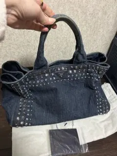 PRADA デニム スタッズ トートバッグ
