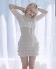 美品 andmary Sophia frill set dress 人気色 ANDMARY sophia frill set dress beige - メルカリ