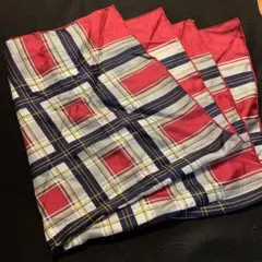 レトロ　チェック柄　大判スカーフ　シルク