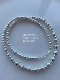 silver シルバー 925 オーバル ビーズ ネックレス 40 45 50 - メルカリ
