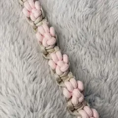 パラコード 肉球編み ハンドストラップ くすみピンク