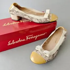 ✨ Ferragamo フェラガモ ヴァラリボン パンプス パイソン型押し23