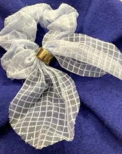 水色リボン付きシュシュ