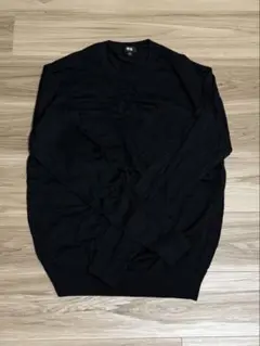 UNIQLO 洗える エクストラファインメリノクルーネックセーター 薄手 黒L