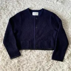 美品　MACPHEE　マカフィー　ウール　パイピング クルーネックカーディガン