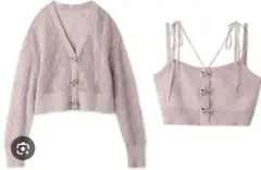 SNIDEL リボンビジューシアーカーディガン　リボンビジューボタンビスチェ