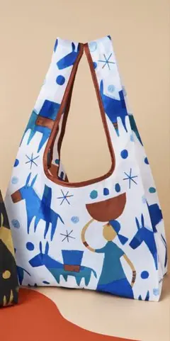 【新品】カルディ　エコバッグ　青と白のデザイン