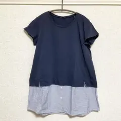 伊製 JIL SANDER NAVY ジルサンダー 異素材ドッキングTシャツのサムネイル