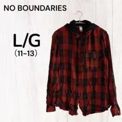 NO BOUNDARIES フード付きシャツ L/G 長袖 チェック柄