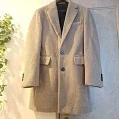 ベージュ ヘリンボーン チェスターコート L