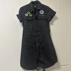 STUSSY ステューシー 半袖 ミニワンピース ブラック S