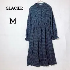 グラシア 小花柄 ワンピース フリルネック ウエストゴム 長袖『M』
