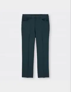 GU センタープレスストレートパンツ　ダークグリーン　M
