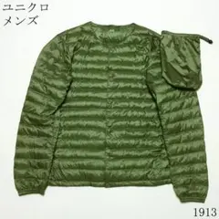 週末セール❗️ユニクロ メンズ ダウンジャケット オリーブＬサイズ美品袋付き