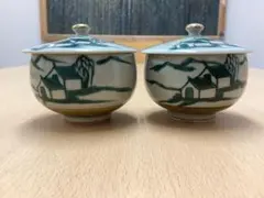 九谷焼　陶雅　蓋付き湯呑み　２客　５