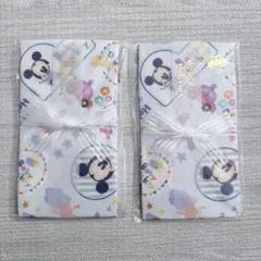 新品　ガーゼハンカチ金封　2セット　ディズニー　ミッキー祝儀袋　出産祝　御祝い