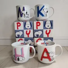 【最終値下げ】当時物　SNOOPY イニシャルマグカップ 4個セットのサムネイル