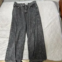 ブラックデニム ワイドレッグパンツ