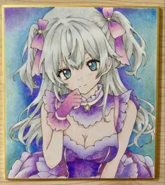 手描きイラスト アナログ オリジナル 豆色紙 女の子 - メルカリ
