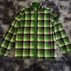 UNIQLO　フリースジップアップ　ジャケット　グリーン　チェック柄　XL