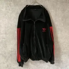 adidas ベロアトラックジャケット　ヴィンテージ　XLサイズ相当 黒