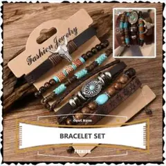 【豪華6連セット】ウエスタンアメカジブレスレット＊ターコイズ＊ビーズブレスレット