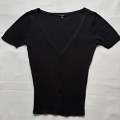 TOCCA 半袖シルクリブニット　Vネック　黒　Sのサムネイル