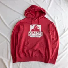パーカー XLARGE プリントロゴ 赤 メンズS スウェット 春秋 トレーナー