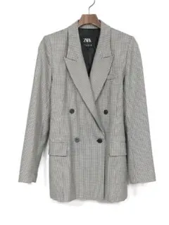 美品 ZARA ザラ チェック柄 オーバーシルエット ダブル ジャケット