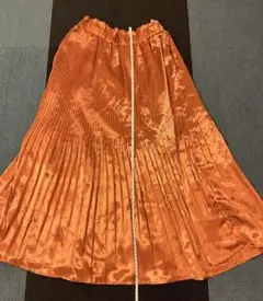 Heatherシャイニープリーツロングスカート ポケット付き ブラウン コーラル