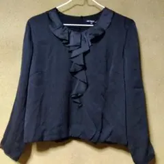 23区 長袖ブラウス フリル 블랙