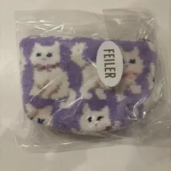 フェイラー　モフモフネコチャン　舟型ポーチ　S