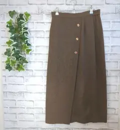 レディース　ロングスカート　13号　茶色　裏地あり　日本製