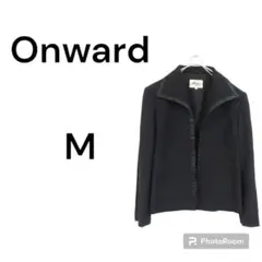 オンワード　ジャケット　コート　黒　無地　カジュアル　お出かけ　パーティー　秋冬