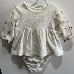 mamaaraku フラワー刺繍ロンパース 70