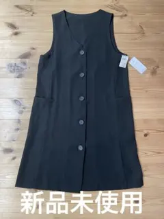【新品未使用】ボタン付き　ノースリーブ　ワンピース　黒　LLサイズ