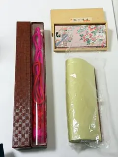【未使用】和装小物セット 加賀友禅 懐紙入れ・和装バッグ・帯締め（おまけ付）