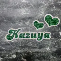 デコうちわ　デコ文字　デコストーン　うちわ　【 Kazuya 】　ハート