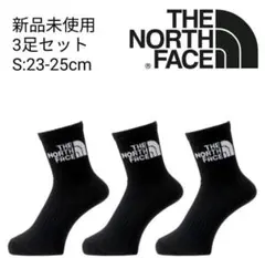 新品未使用 ザ ノースフェイス ジャカードロゴ クルー ソックス 黒 3足 S