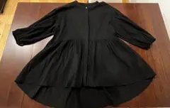 GLOBAL WORK エアリーボイルペプラムブラウス　Ｌ　ブラック
