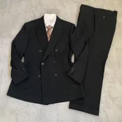 ダブルブレスト　スーツ セットアップ 上下　ブラック　3B モード　成人式