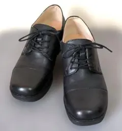 あしながおじさん　レースアップシューズ　ブラック　 本皮　革製