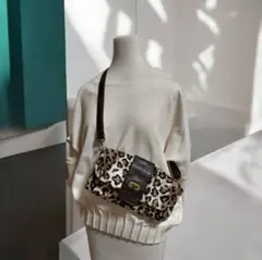 レオパード柄ショルダーバッグ　ファー　おしゃれショルダー　かわいい　映え　着回し