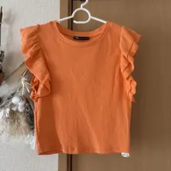 ZARA フリル袖 オレンジ ノースリーブ