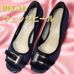 夏物セール リーガル パンプス ブルー ブラック 23cm 難あり REGAL