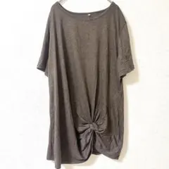 ノーブランド Ｔシャツ ボート半袖ねじり裾 無地 XL 茶 レーヨン デートのサムネイル