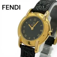 FENDI 腕時計 クォーツ ゴールド ブラック文字盤　稼働品　レザーベルトのサムネイル